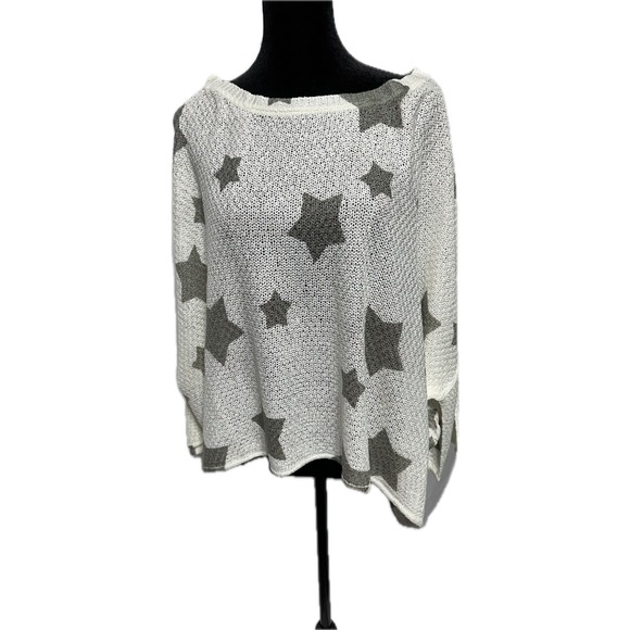 POL Women's Size S Gray/Green Star Pattern Pullover Sweater Polyester - Picture 1 of 6